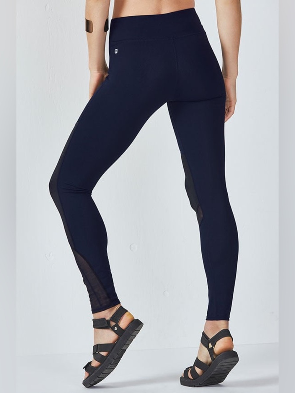 Fabletics Navy High-Rise Mesh-Panel Leggings in size large